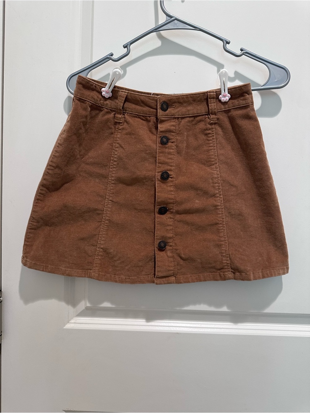 Sky and Sparrow Brown Button-Front Corduroy Mini Skirt